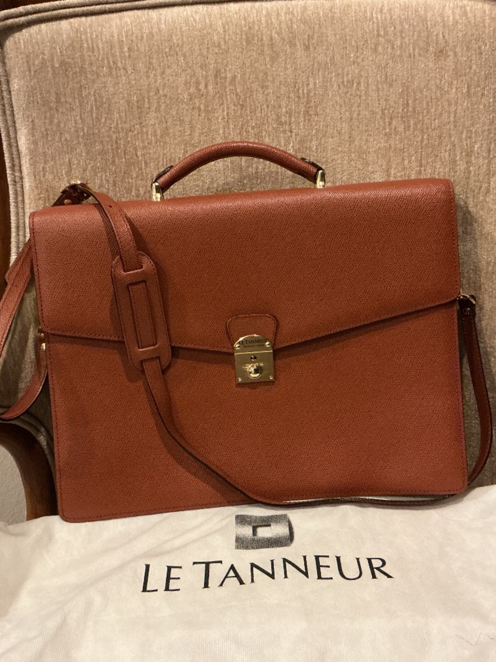 Le Tanneur France - Elegant Full Grained Leather Briefcase ( Serviette)